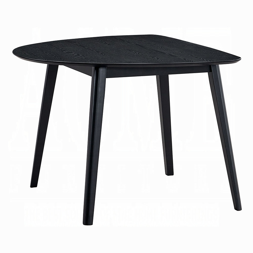 Contemporary Black Finish Dining Table 1pc Wooden Kitchen Furniture Unique Shape Tabletop