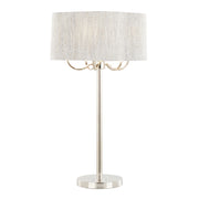 Lily 30' Contemporary Metal Table Lamp in Polished Nickel with Grey Linen Hardback Shade from Grandview Gallery by LumiSource