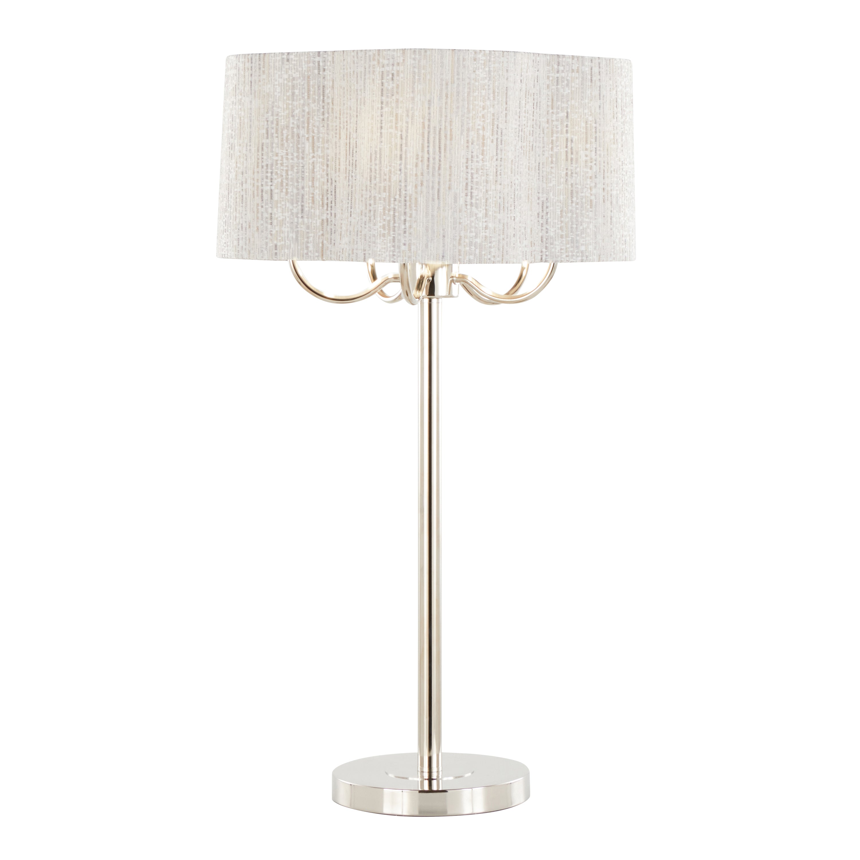 Lily 30' Contemporary Metal Table Lamp in Polished Nickel with Grey Linen Hardback Shade from Grandview Gallery by LumiSource