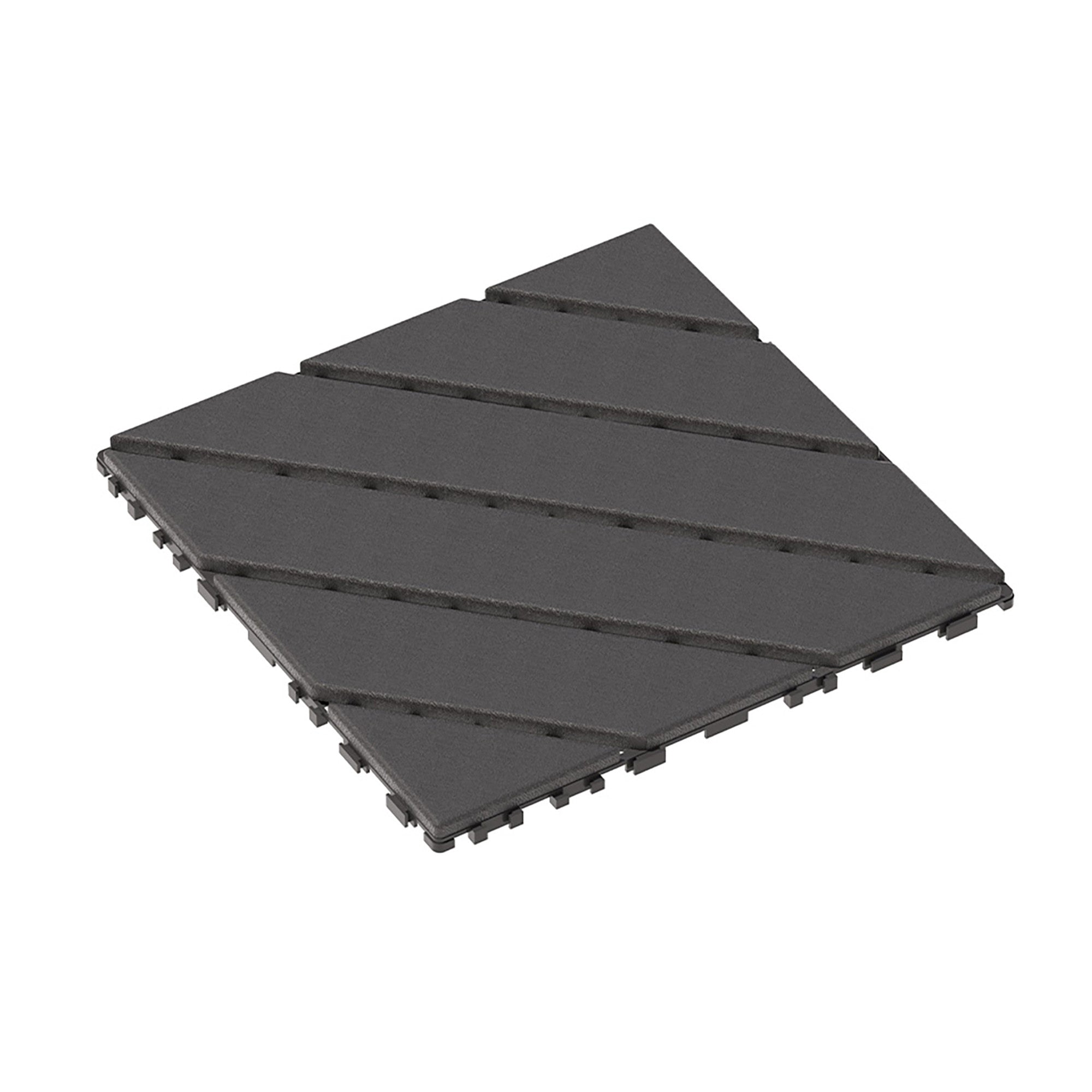 Durable Plastic Interlocking Deck Tiles, 44 Pack, Waterproof Outdoor and Indoor Use, Dark Grey, 12'x12'