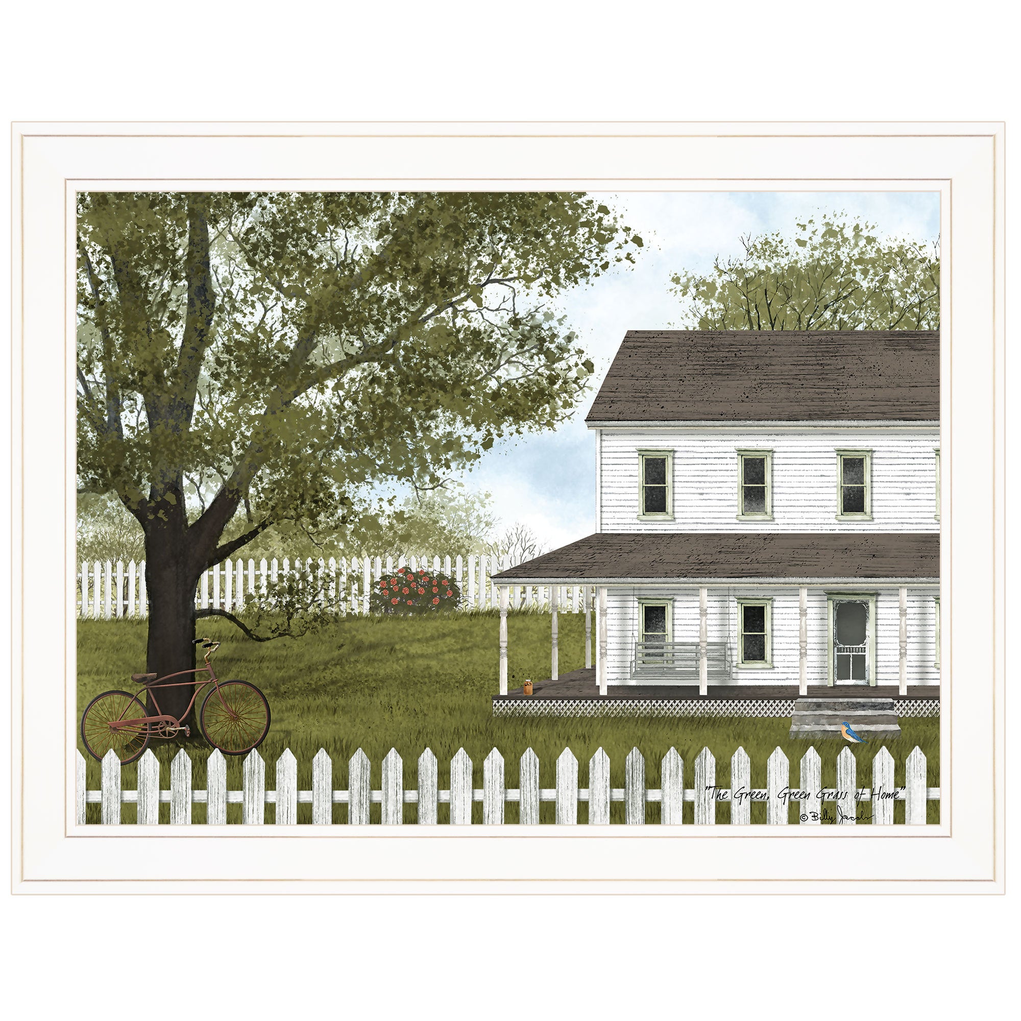 'Green, Green Grass of Home' by Billy Jacobs, Ready to Hang Framed Print, White Frame
