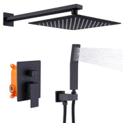 Shower System Shower Faucet Combo Set Wall Mounted with 10' Rainfall Shower Head and handheld shower faucet, Matte Black Finish with Brass Valve Rough-In
