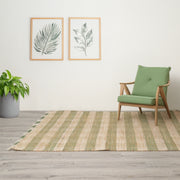 Artisan Hand Woven Jute & Cotton Green Plaid Rug-6X9 ft