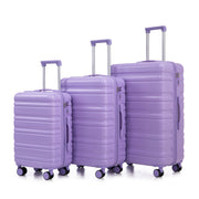 HIFINE TOURIST 20'/24'/28' 3 pcs/set in ABS Spinner Wheel Luggage, Carry on Suitcase, Matching Color, Combination Lock (Blue+Purple)