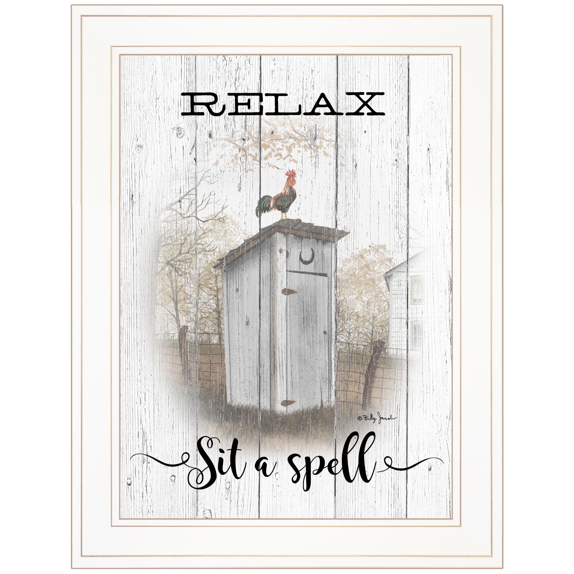 'Relax-Sit a Spell' By Billy Jacobs, Ready to Hang Framed Print, White Frame