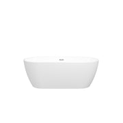 67'' Glossy Acrylic Freestanding Soaking Bathtub with Classic Slotted Overflow and Toe-tap Drain in Chrome, cUPC Certified.Easy to Install