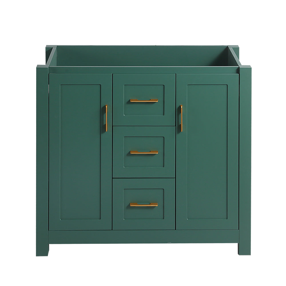 36' Green Bathroom Storage Cabinet with 2 Doors and 3 Drawer, Soft Closing, Multifunctional Storage