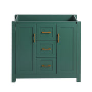 36' Green Bathroom Storage Cabinet with 2 Doors and 3 Drawer, Soft Closing, Multifunctional Storage