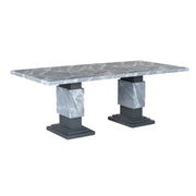 Michelle Grey Dining Table with Double Pedestal Marble Detailing MDF 82x40x30 Inches