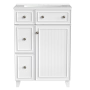Transitional Bathroom Vanity Cabinet with Ceramic Sink, 24-Inch, White, MDF and Solid Wood