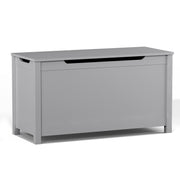 Kids Wooden Toy Box Storage with Safety Hinged Lid in Gray MDF for Ages 2+