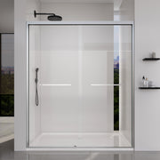 56-60*72 INCH Frame Double Sliding soft-close Shower Doors, Bathroom Sliding Shower Door,  (6mm) Thick SGCC Tempered Glass Door For Bathroom Door ,Brushed Nickel
