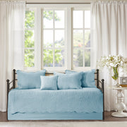 6 Piece Reversible Scalloped Edge Daybed Cover Set Blue Daybed