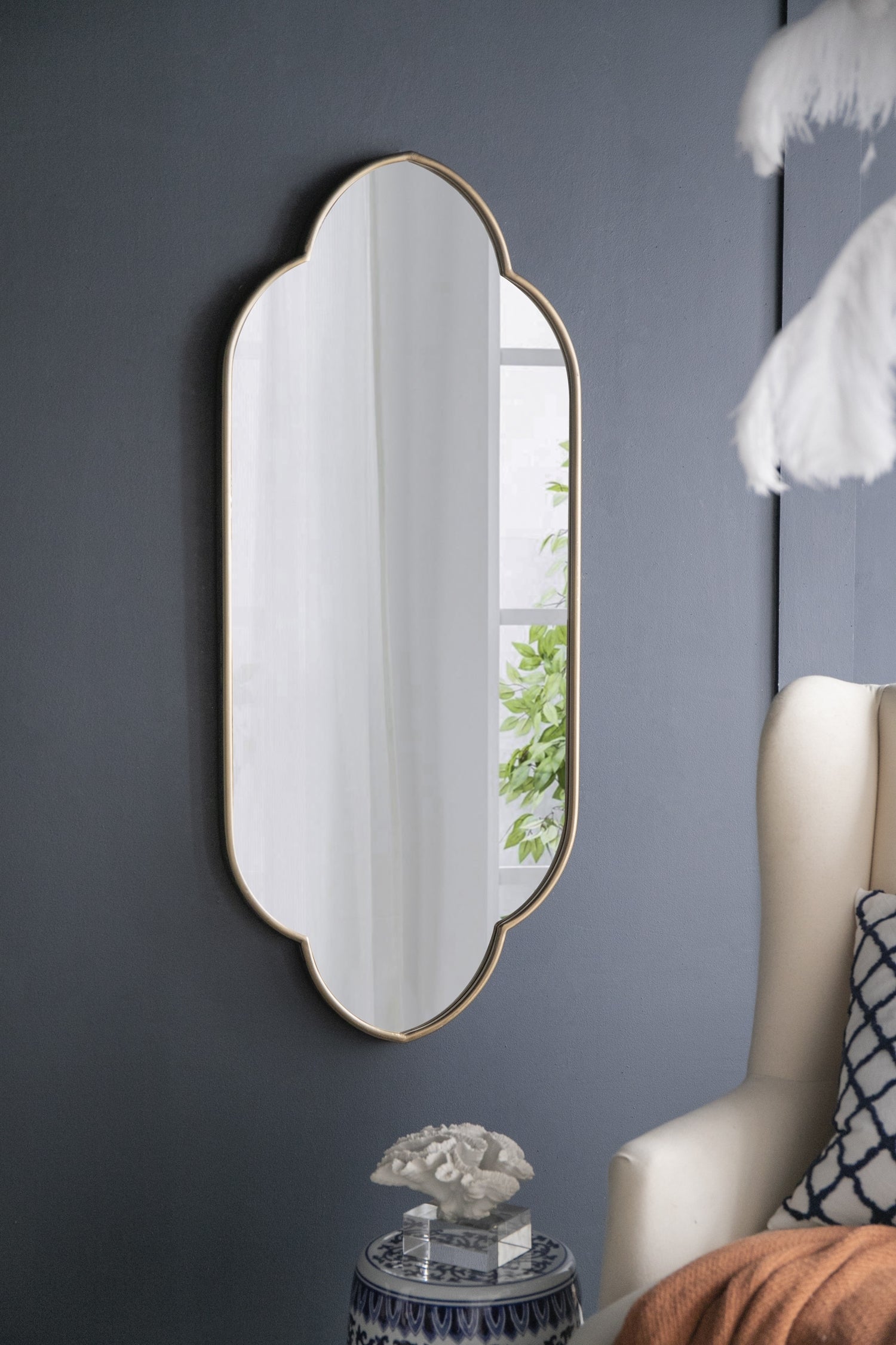 22.4x1x48' Champagne Gold Decorative Wall Mirror with Notched Edges