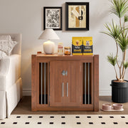 30.25'L, 2 in 1 Night Stand with Storage & Dog Crate, Luxury Wooden Side Table Dog Kennel, End of Bed Bench Ottoman with Removable Cushion for Bedroom, Living Room, Walnut