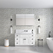 48'' W x 30'' H Bathroom Mirror Medicine Cabinet - Wooden Door Medicine Cabinets for Bathroom, Wall Mounted Recessed or Surface, Bathroom Mirror with Storage