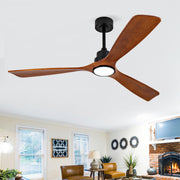 New Model 60 Inch Ceiling Fan With 18W Led Light 3 Solid Wood Blades Remote Control Reversible DC Motor For Home