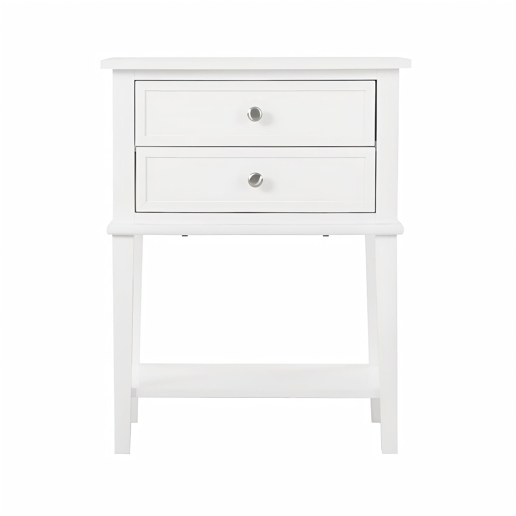 Elegant Contemporary Nightstand with Open Shelf in White Particle Board, 28' H x 22' W