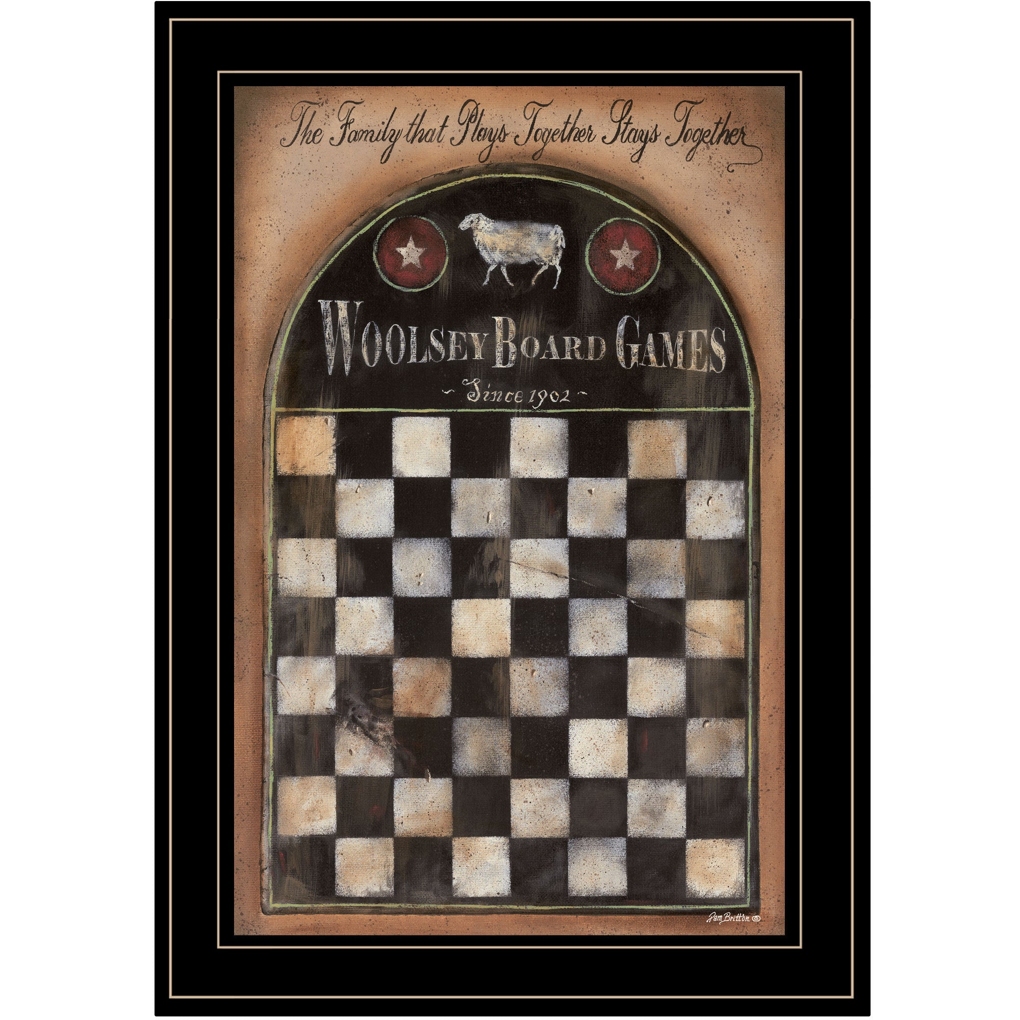 'Woolsey Board Game' by Pam Britton, Ready to Hang Framed Print, Black Frame
