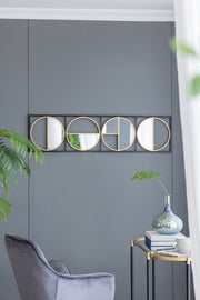 47.2' Eclectic Styling Metal Beaded Black Wall Mirror with Contemporary Design for Bedroom,Liveroom & Entryway