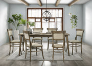 Bistro Vintage Walnut 7 Piece 72' Dining Table Set with Off White Fabric Dining Chairs