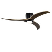 52' Flush Mount Ceiling Fan Solid Wood Blades Ceiling Fan With Light with Remote Control, Noiseless Reversible Motor, 6 Speed, for Patio Living Room, Bedroom,Indoor.(Matte Black)