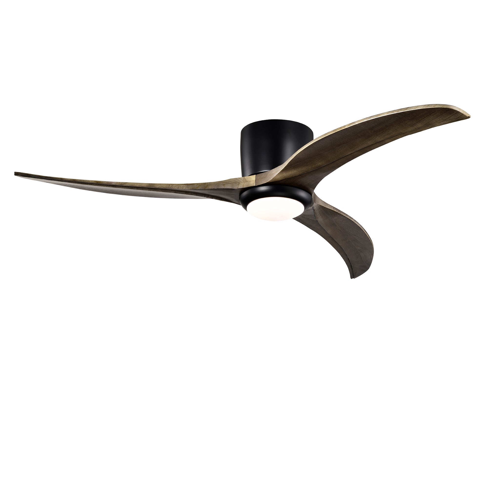 52' Flush Mount Ceiling Fan Solid Wood Blades Ceiling Fan With Light with Remote Control, Noiseless Reversible Motor, 6 Speed, for Patio Living Room, Bedroom,Indoor.(Matte Black)