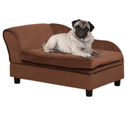 PawHut Luxury Fancy Dog Bed for Small Dogs with Hidden Storage, Small Dog Couch with Soft 3' Foam, Dog Sofa Bed, Cushy Dog Bed, Modern Pet Furniture for Puppies and Little Breeds, Brown