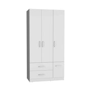 Armoire Wardrove 71', 4 Doors, Hanging Rod, 3 Cabinets, 6 Shelves, White