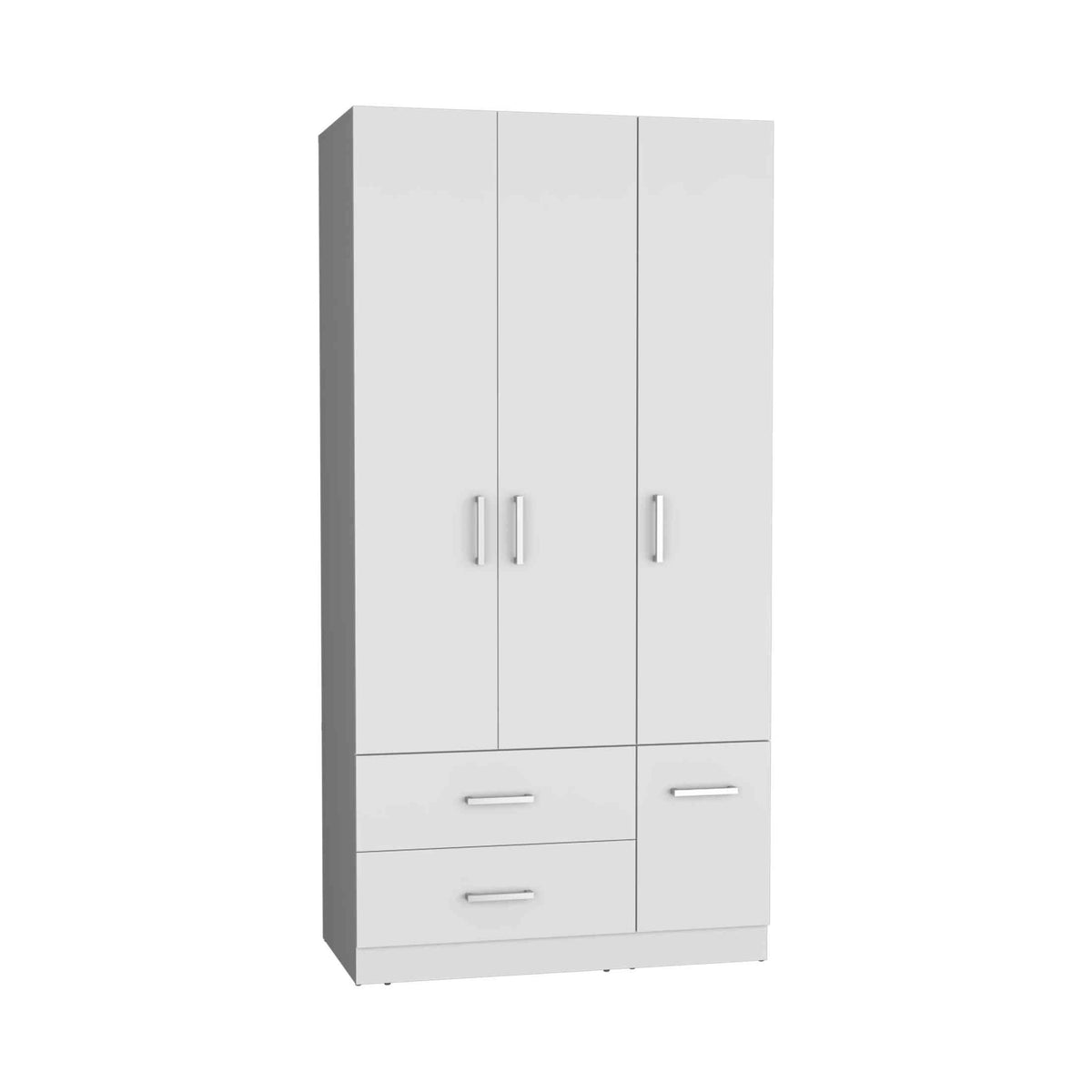Armoire Wardrove 71', 4 Doors, Hanging Rod, 3 Cabinets, 6 Shelves, White