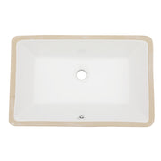 Modern Ceramic Rectangular Undermount Bathroom Sink with Overflow, White, 21x13 Inches