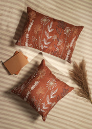 Linen Embroidered Lumbar Pillow