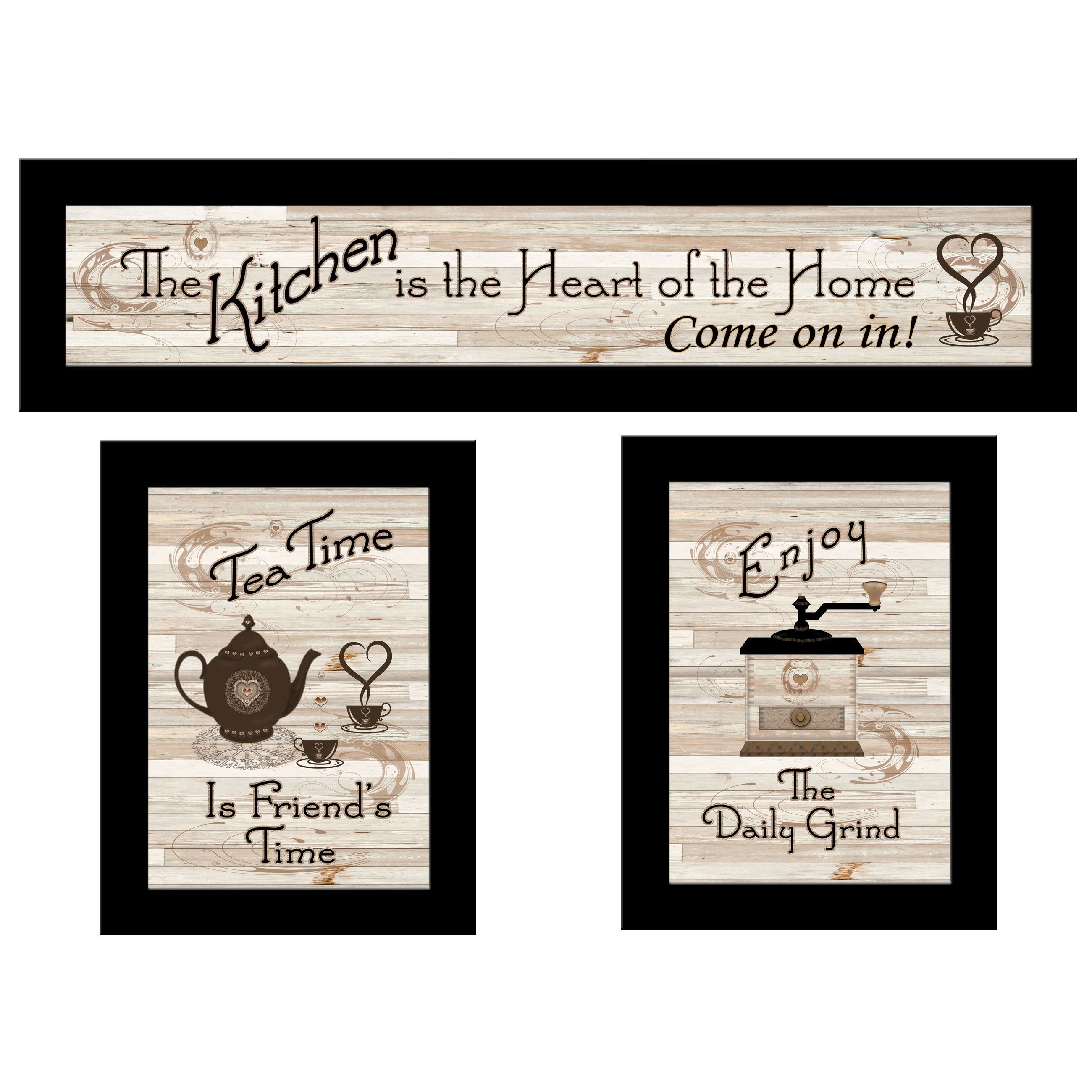 'Kitchen Friendship Collection III' 3-Piece Vignette by Millwork Engineering, Black Frame