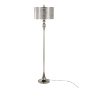 Ashland 63' Contemporary Metal Floor Lamp in Polished Nickel with Laser Cut Metal and White Linen Shade from Grandview Gallery by LumiSource