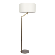 Serene Brushed Nickel Floor Lamp with Rotary Switch Metal Base White Linen Shade