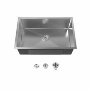 Stainless Steel Kitchen Sink, 30″x19″ Drop In Single Bowl, Undermount Handmade Sink in Brushed Nickel, with US Standard Drain and Hook, LS-SSBR05