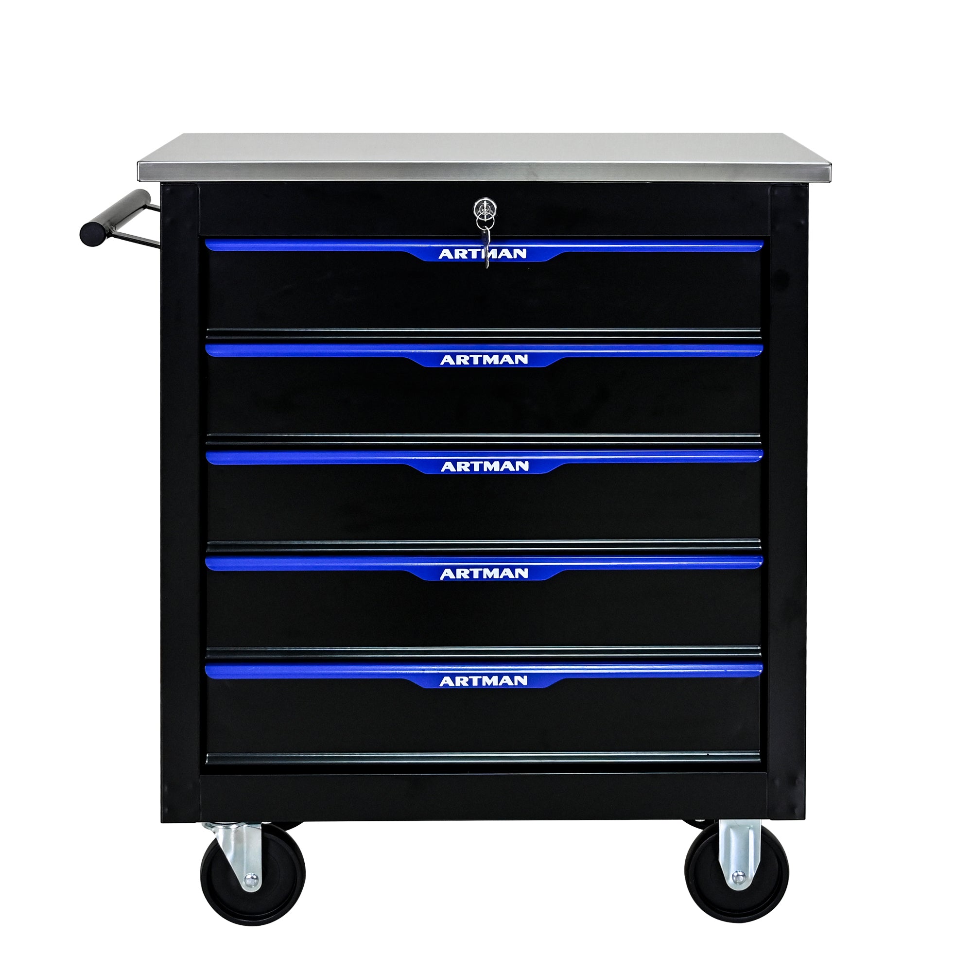 5-Drawer Multifunctional Tool Cart with Wheels - Black & Blue