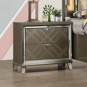 Modern Glam Bedroom Furniture Dark Champagne Finish Nightstand with 2 Drawers Wooden 1pc Acrylic Legs