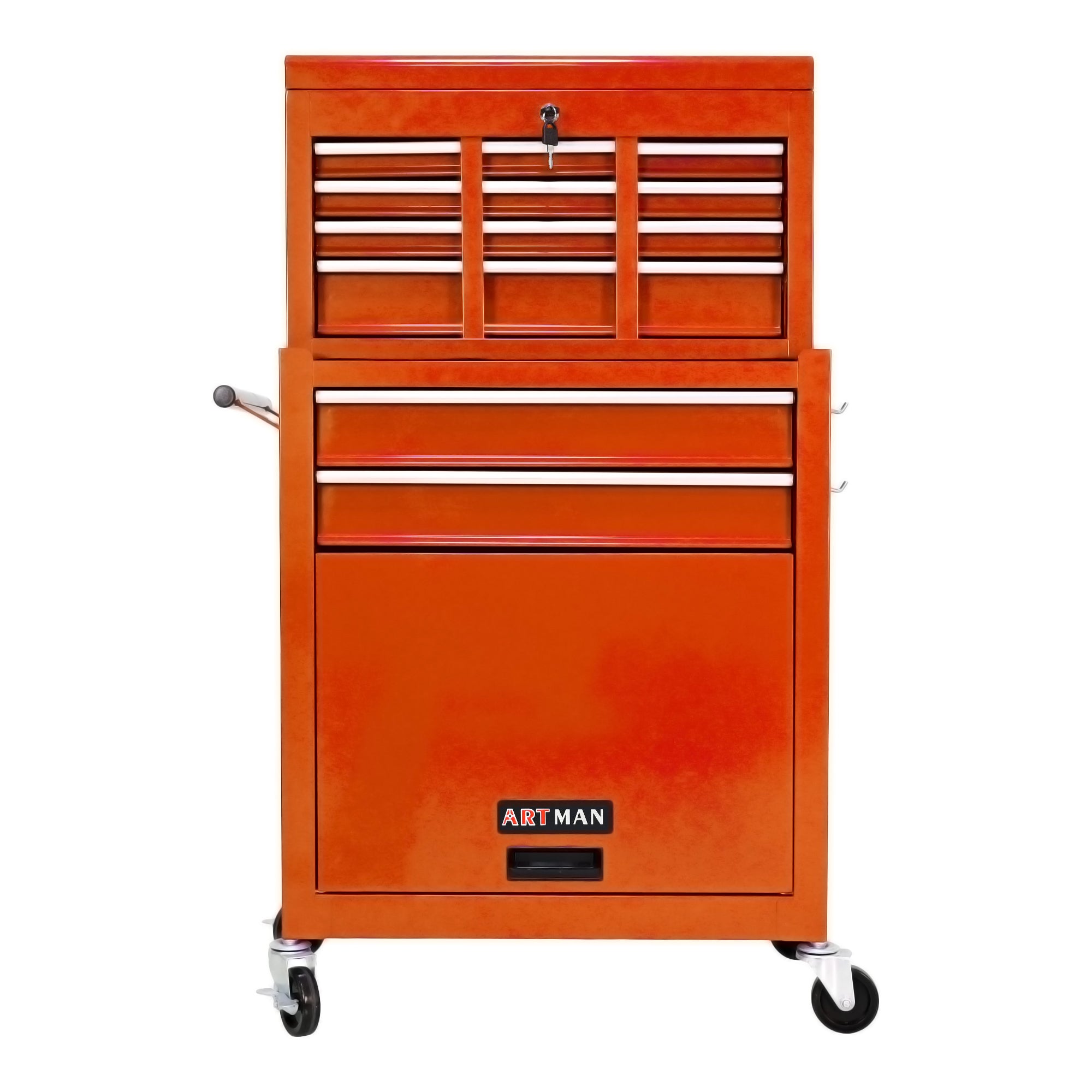 High Capacity Rolling Tool Chest with Wheels and Drawers, 8-Drawer Tool Storage Cabinet - Orange