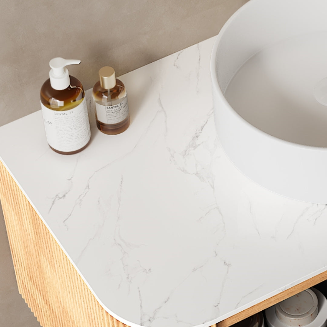 Dina 48' Bathroom Carrara White Sintered Stone Countertop only, NO Cabinet, NO Basin, NO Faucet or Sink Cover