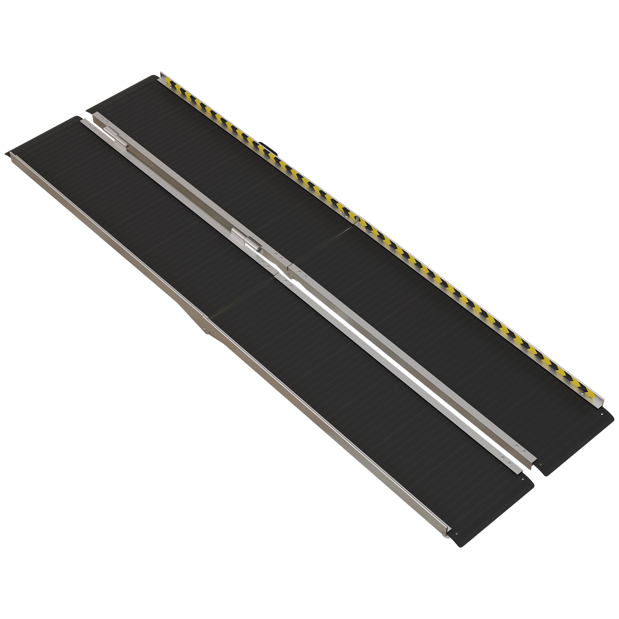 HOMCOM Wheelchair Ramp, 8FT Foldable Threshold Ramp, Aluminum Handicap Ramp with Non-Slip Surface, Transition Plates Above and Below for Home, Doorways, Steps, 600lbs Capacity