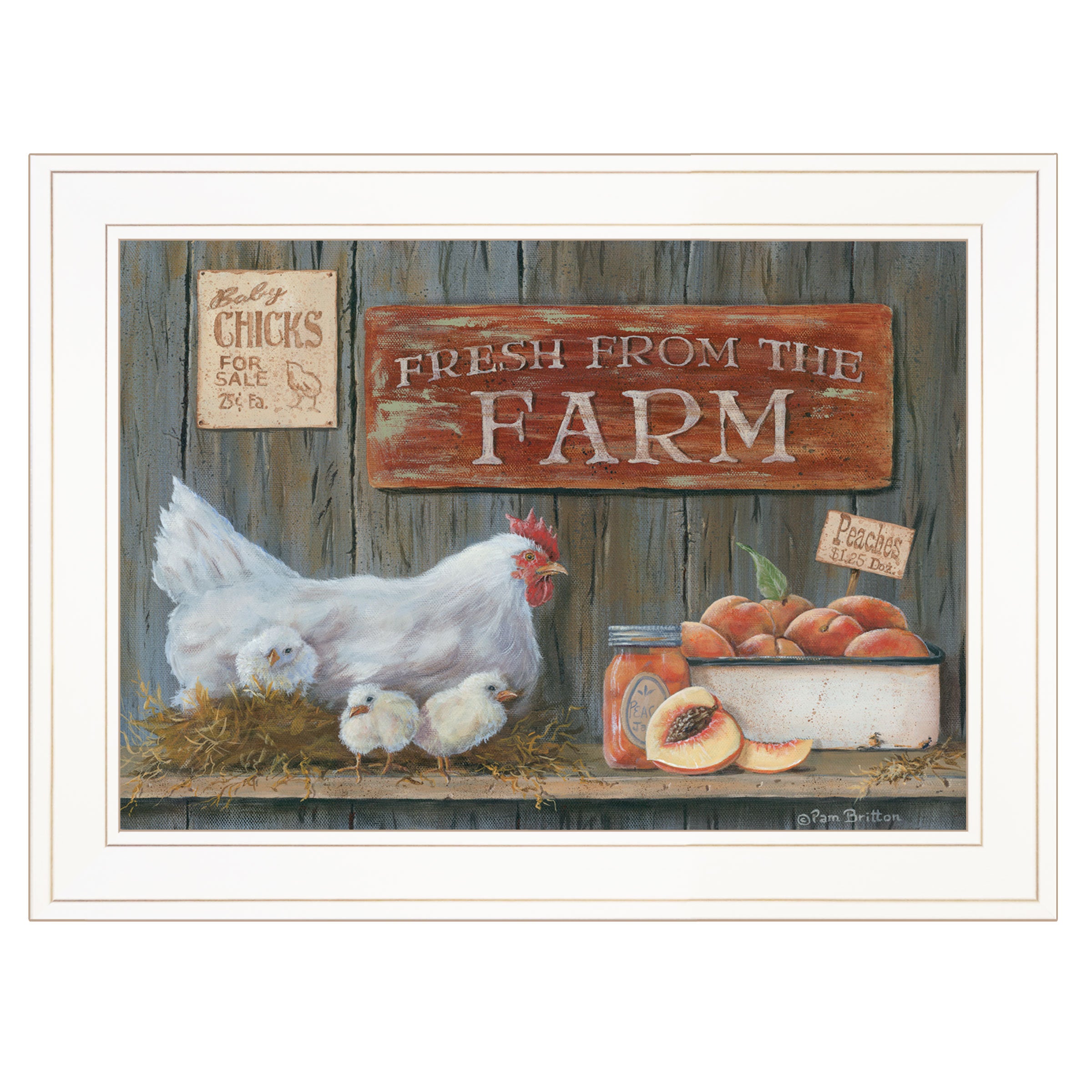 'Fresh from the Farm' By Pam Britton, Ready to Hang Framed Print, White Frame