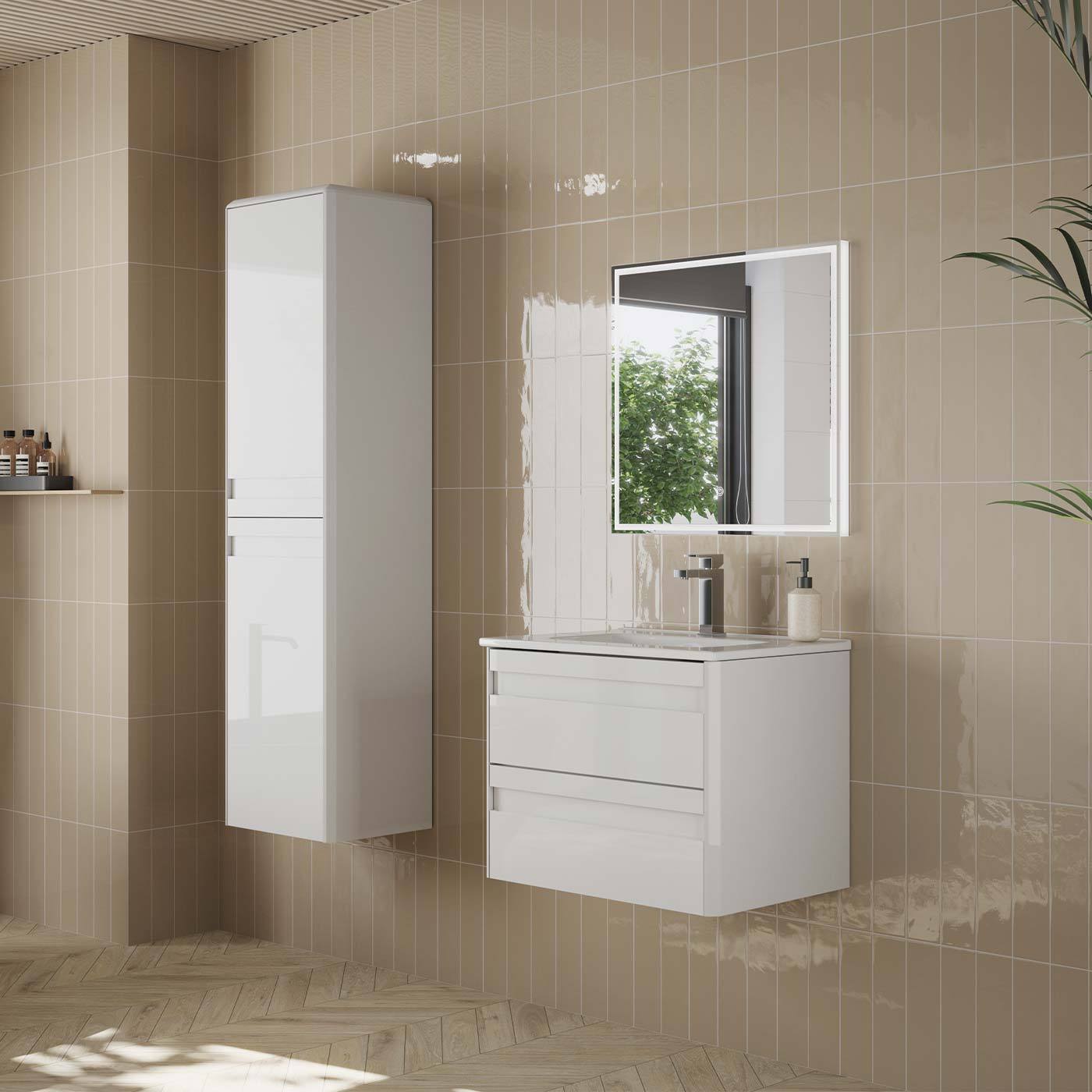 DAX Venice Single Vanity Cabinet 2 Drawers 24 Inches White w/Onix Basin