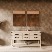 White Oak Double Bath Vanity 60 in. W x 22 in. D, Cultured Marble Top, and Faucet Set