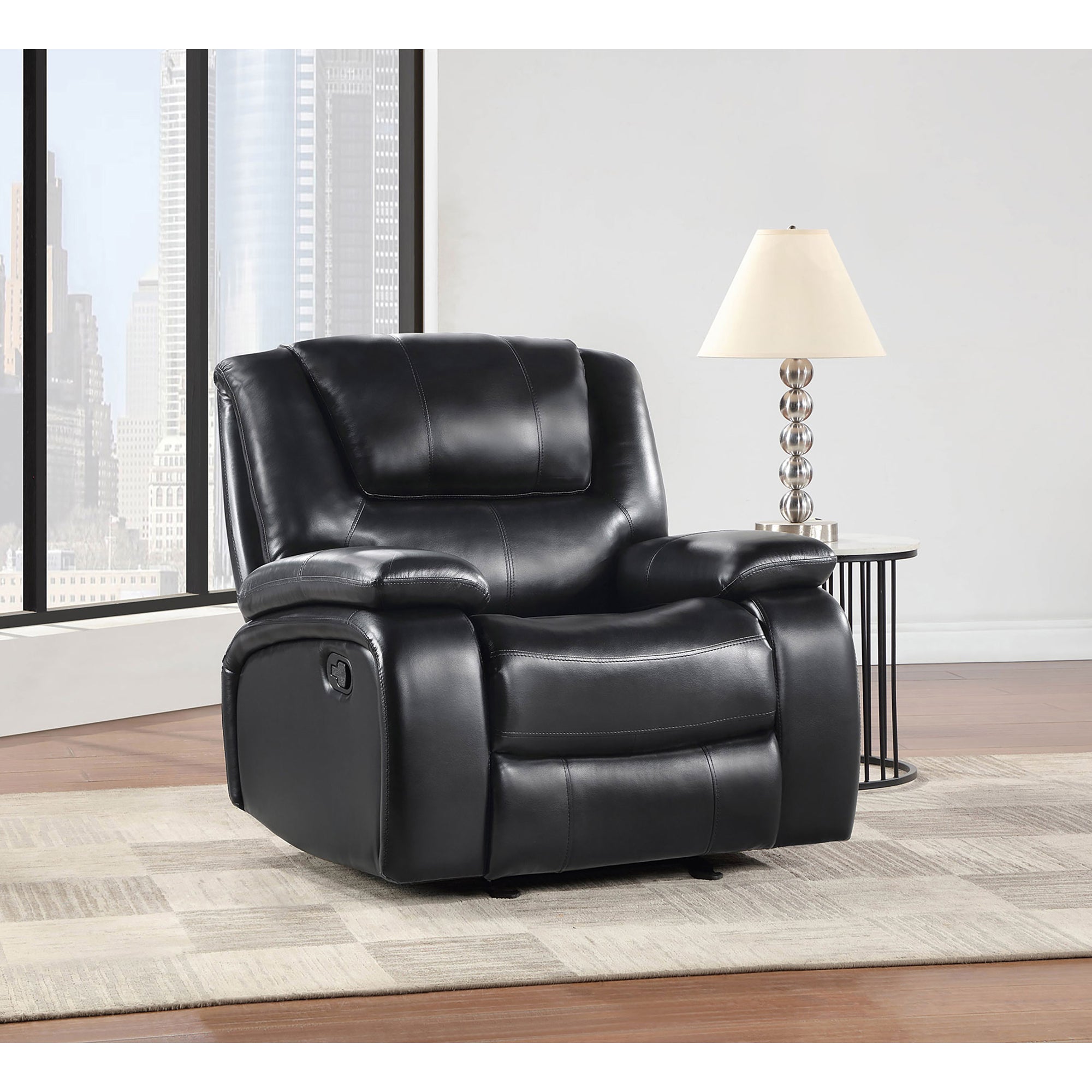 Elodie Black Upholstered Glider Recliner Chair