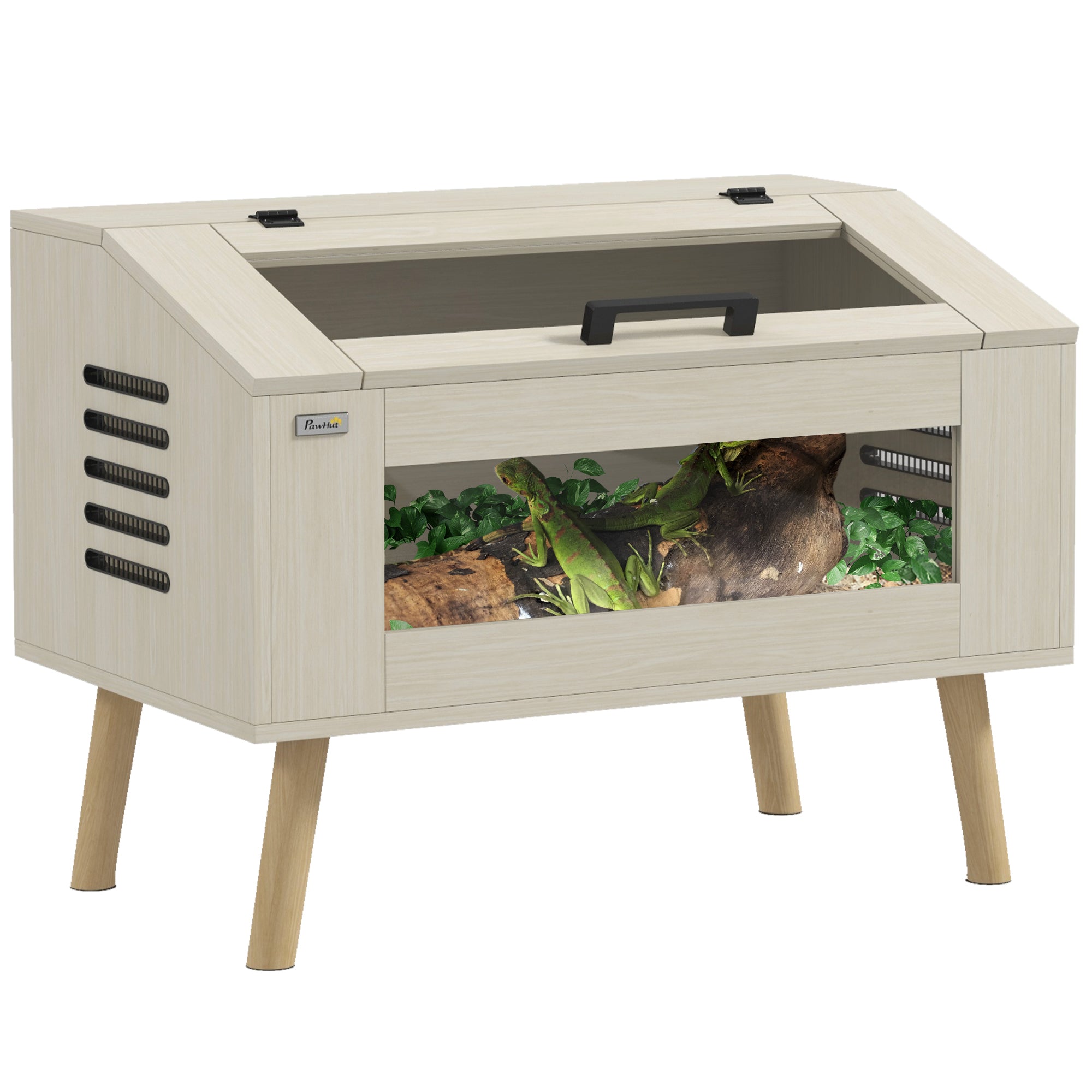 PawHut Reptile Terrarium 29 Gallon Top Opening Reptile Tank with Glass Windows Air Ventilations, for Snakes Lizards Horned Frogs Chameleons Hamsters Gerbils, 31.5' x 20' x 24'