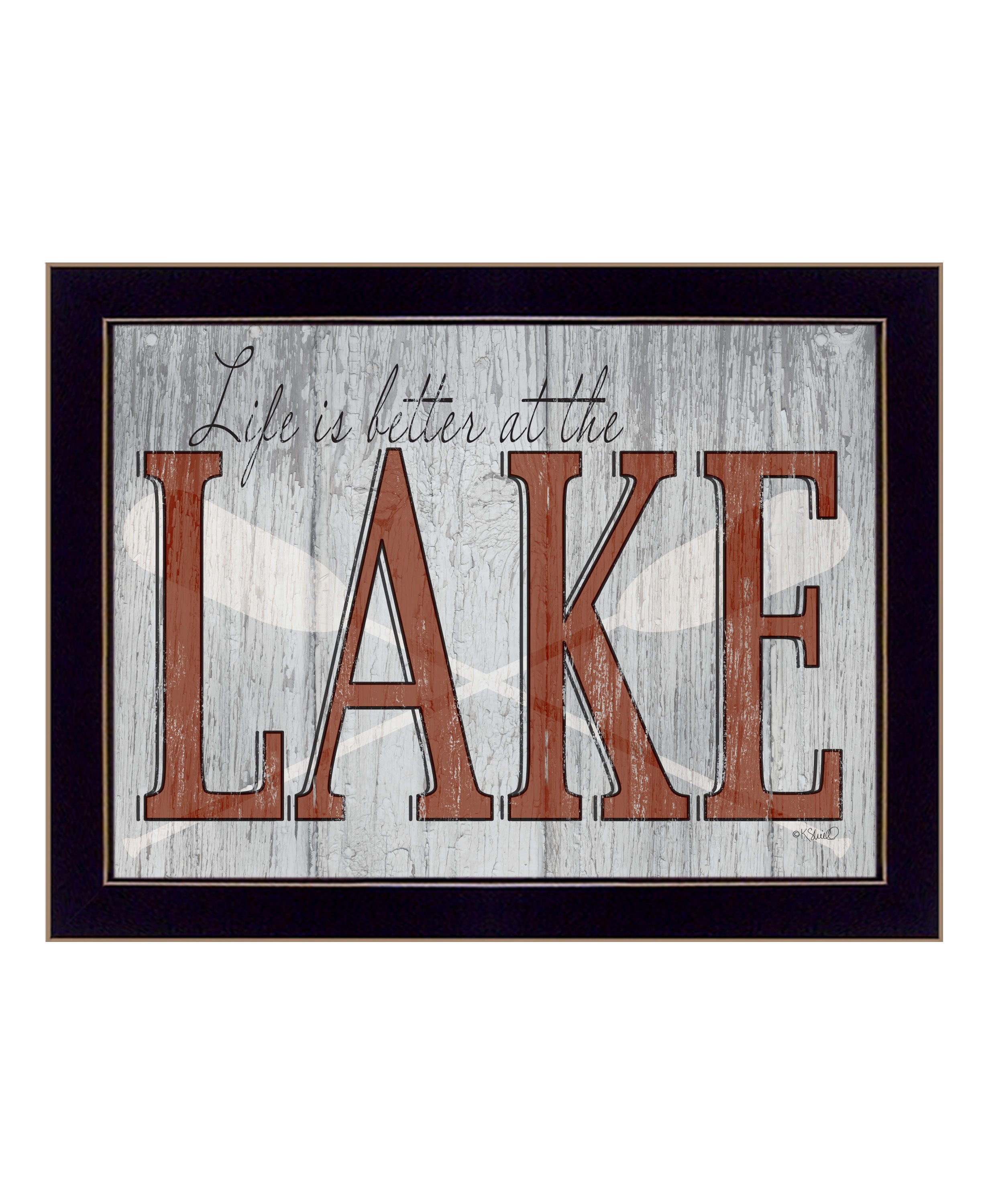 'Life is Better at the Lake' by Kate Sherrill, Ready to Hang Framed Print, Black Frame
