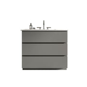 TIA 36' Gray  Bathroom Vanity with Sink with 3 Faucet Holes, Large Storage Freestanding Bathroom Vanity for Modern Bathroom, One-Piece White Sink Basin without Drain and Faucet, Pre-assembled