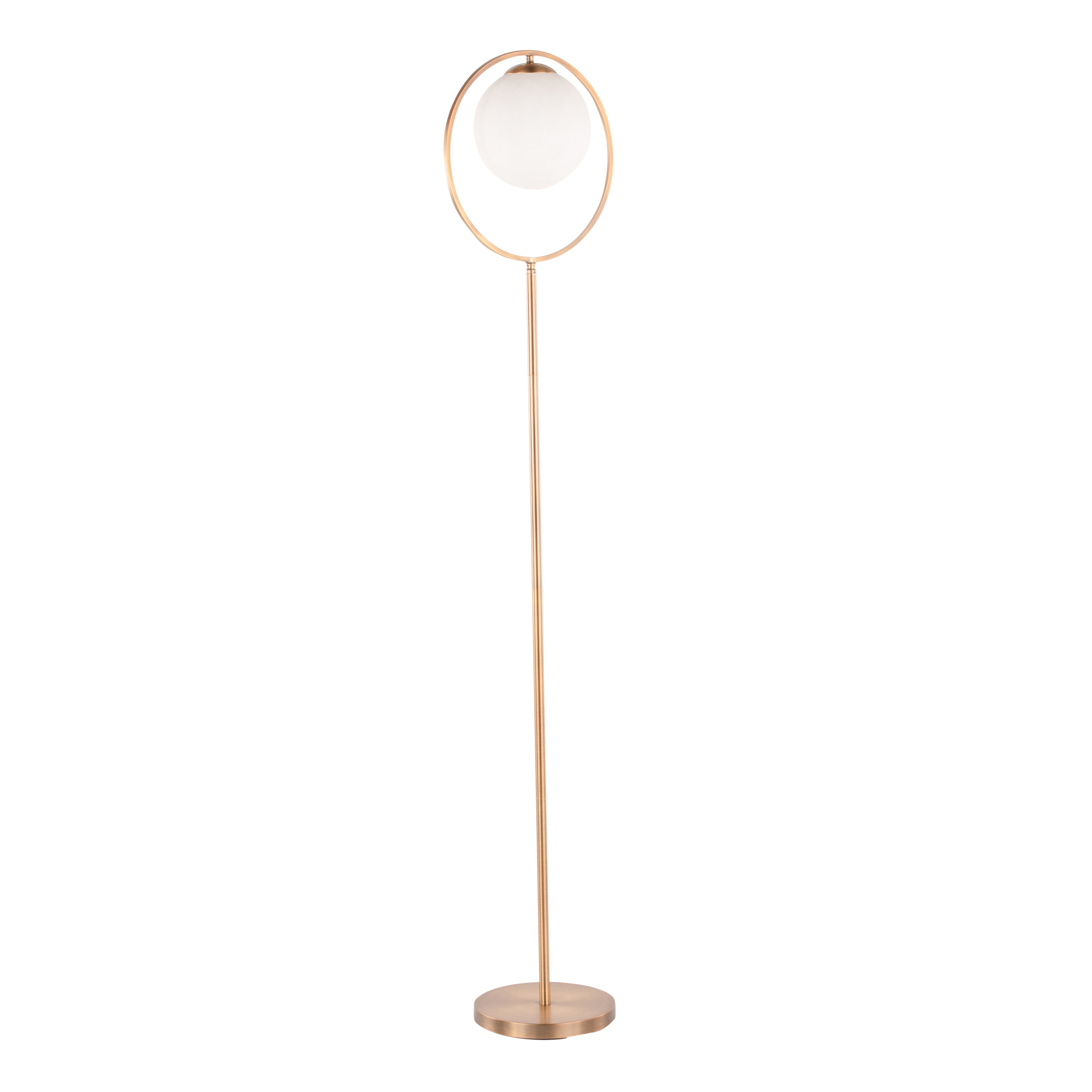 Moon Contemporary Floor Lamp in Gold Metal and Frosted Glass by LumiSource