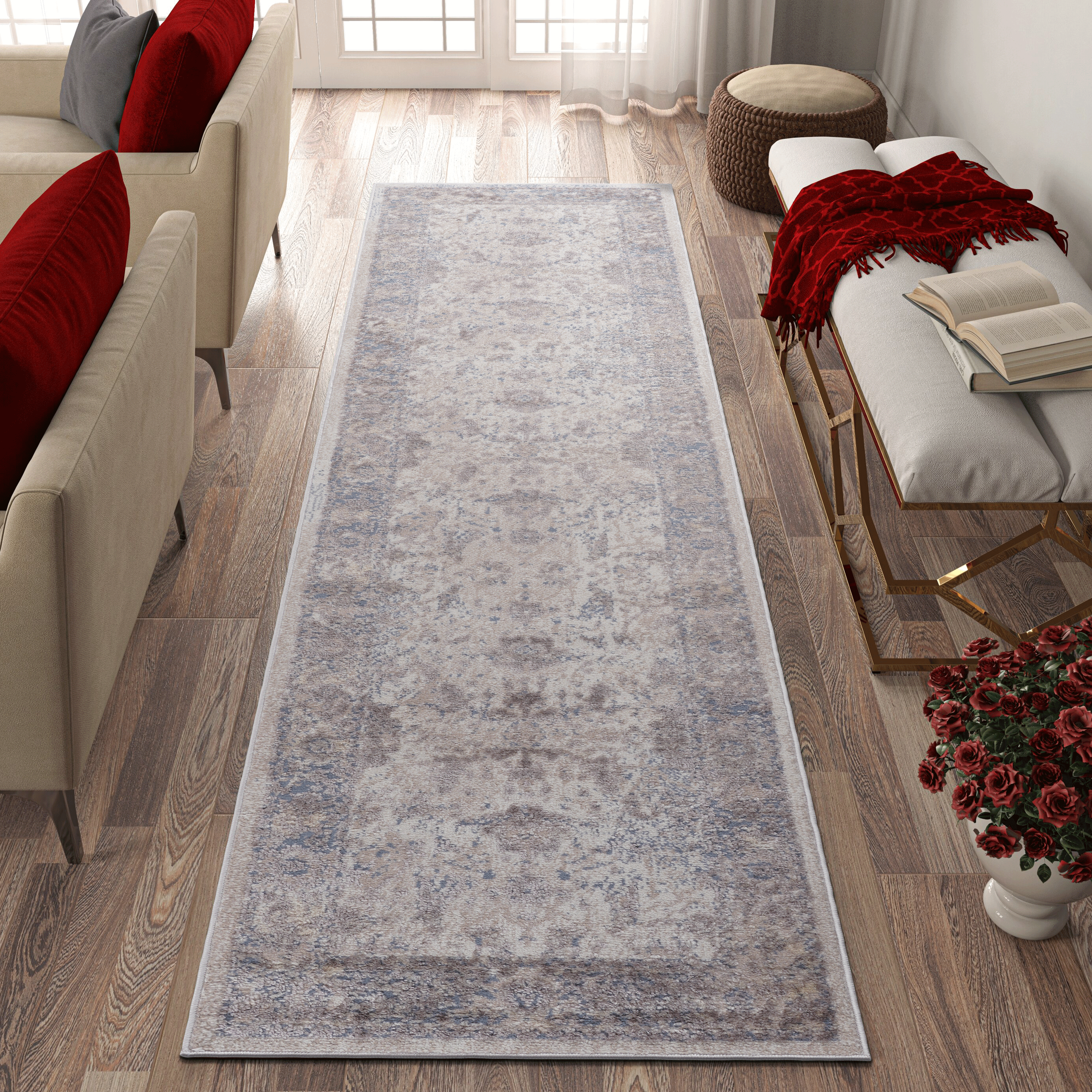 PAYAS Collection 2X8 Brown / Beige / Traditional Runner Rug